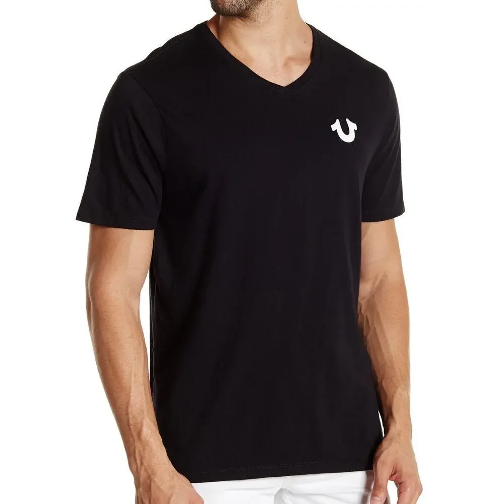 True Religion Black V-Neck Short Sleeve 100% Cotton T-Shirt Size XXL